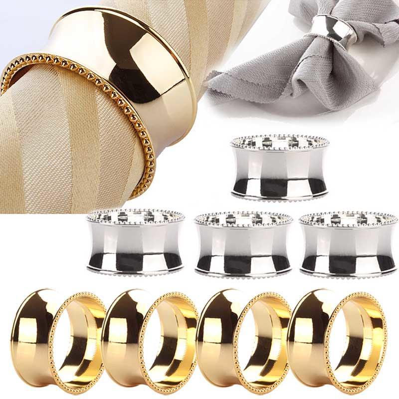 4PCS Nordic Round Napkin Rings Metal Silver Gold Napkin Rings for Weddings Home Table Accesorries Napkin Holder