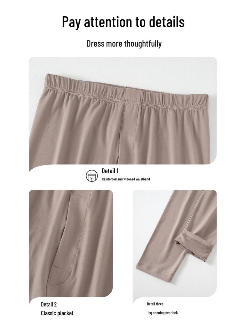 Men's Constant Temperature Cold-Proof Pajama Set - Long Sleeve & Pants, Comfortable, Thin, Warm Base Layer.