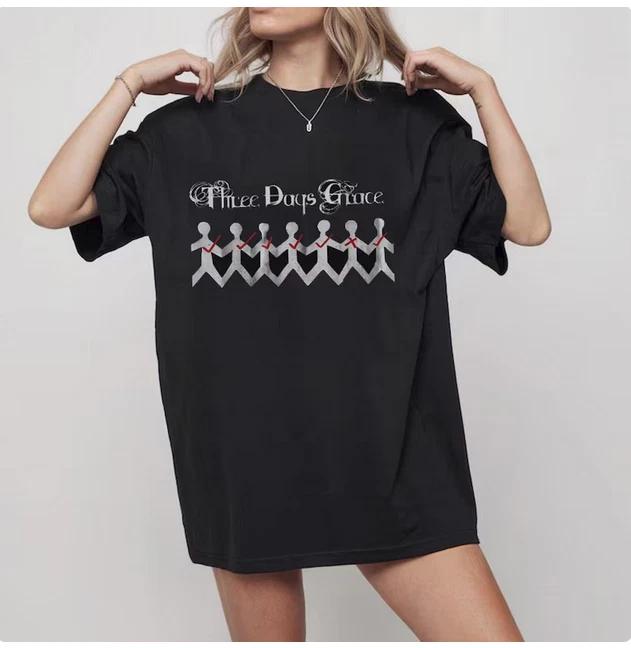 Three Days Grace Stick Figure Graphic Tee, Rock Band Music Fan Shirt M