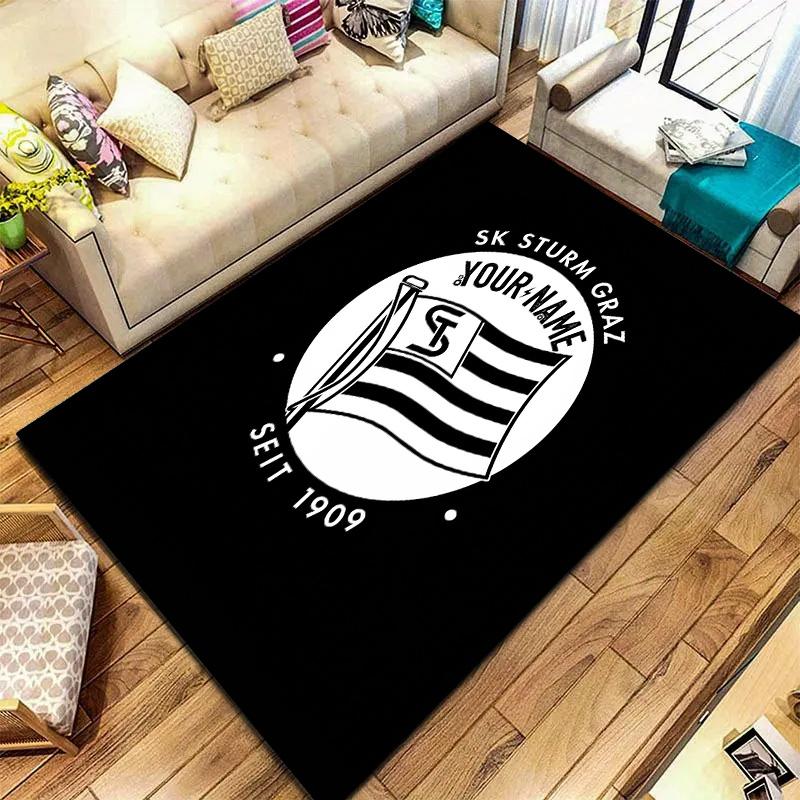 Sk Sturm Graz Crest Custom Name Carpet Rug For Living Room Bedroom Home Sofa Decoration Kids Play Nonslip Floor Mat