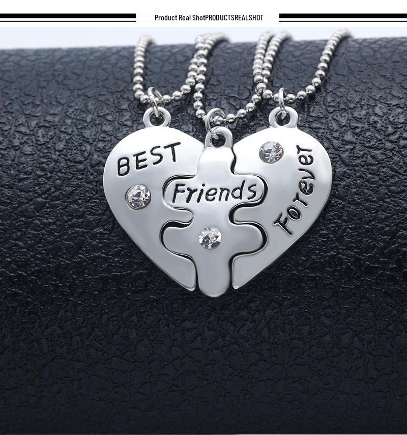 Multi-Person Diamond Heart & Letter Necklace for Girlfriends