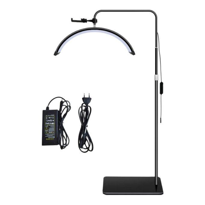 24.5" Half-Moon U-Shaped LED Beauty Lamp for Eyelash Extension & Eyebrow Tattooing - Warm Light, Eye Protection