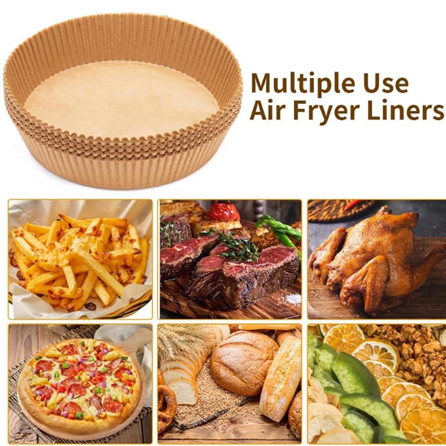 100/200PCS Air Fryer Liner Round, 7.9 inch Baking Parchment  Air Fryer Disposable Paper Liners,Unbleached Non-stick Non-leak