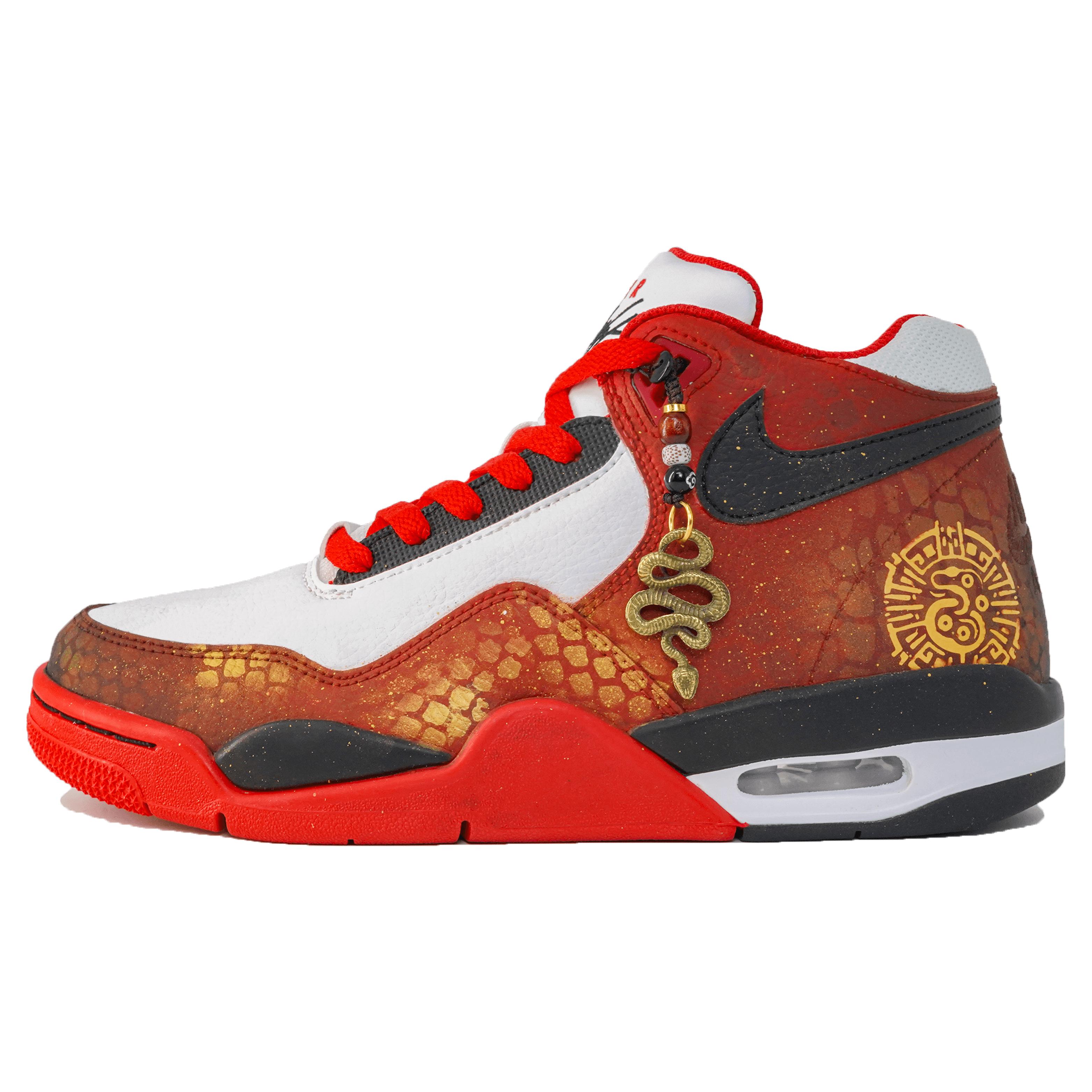 

Nike Flight Legacy Slip Resistant Mid top Vintage Basketball Shoes Unisex Red White BQ4212-100(Team173-) 42.5