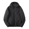 Men's Hooded Cotton Jacket with Mulberry Silk, Diamond Pattern, Winter Casual Outerwear.