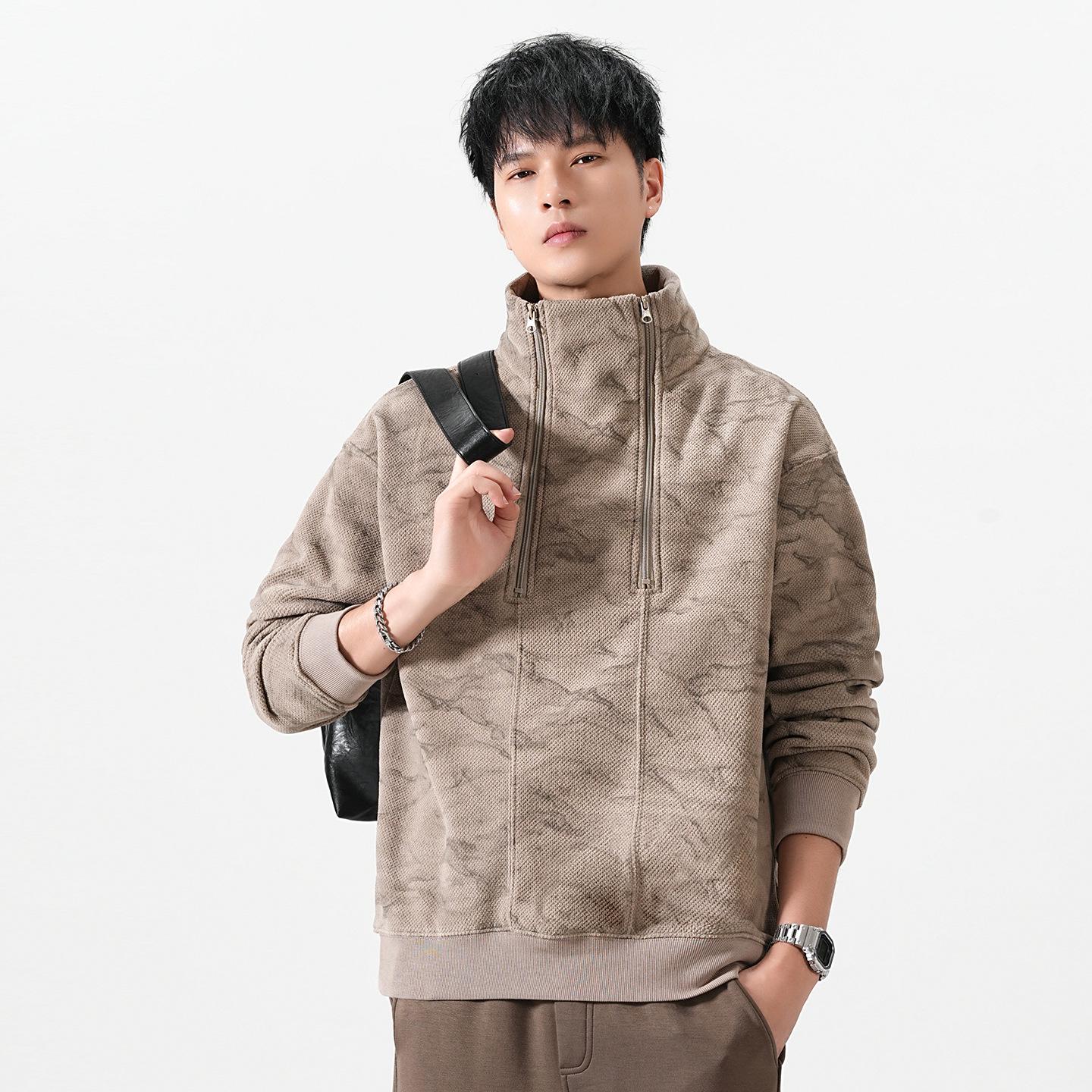 

Men s American Retro Double Zipper Fleece Hoodie - Autumn/Winter 2025 Warm Casual Jacket 2XL for 85-97.5 kg