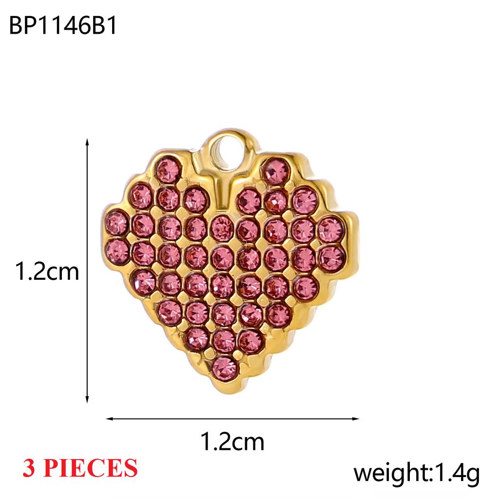 3PCS/LOT CARLIDANA Colorful Enamel Charms Gold Plated Stainless Steel Heart Moon Flower Zircon Pendants DIY Jewelry Making