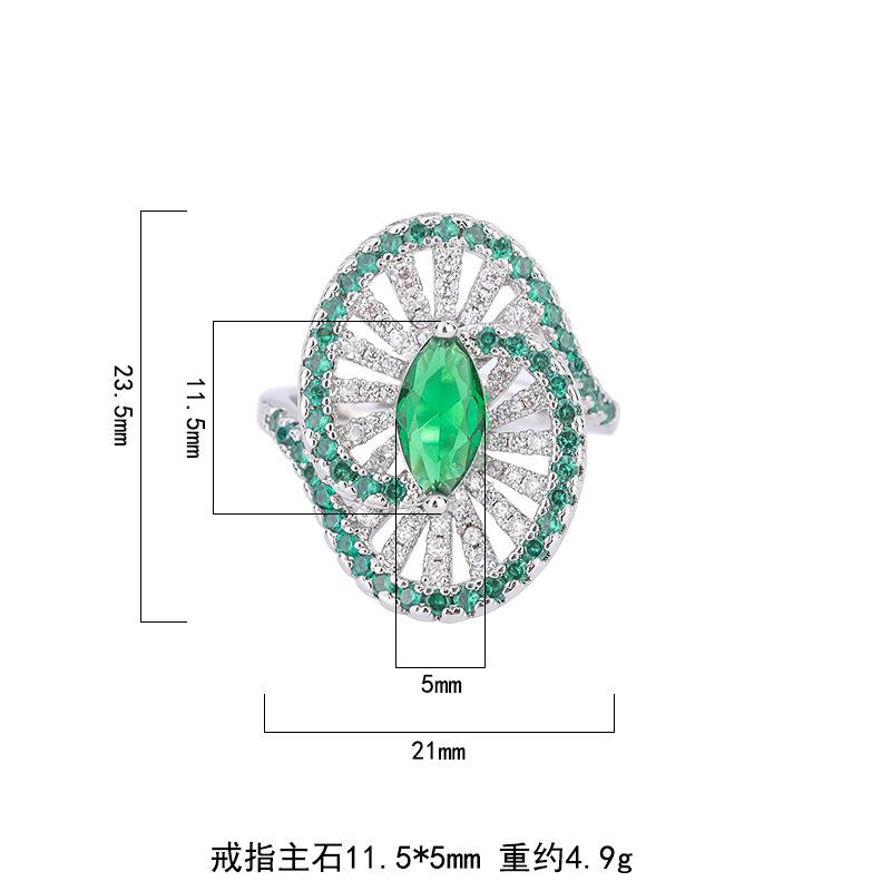 Light luxury heavy industry inlaid zircon ring ring dinner wedding temperament red zircon ring