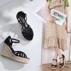 333-1 Slope Heel High Heel Sandals 10CM Waterproof Table Muffin Thick-soled Hemp Rope Woven Fashionable Inner Heightening Fish Mouth Shoes