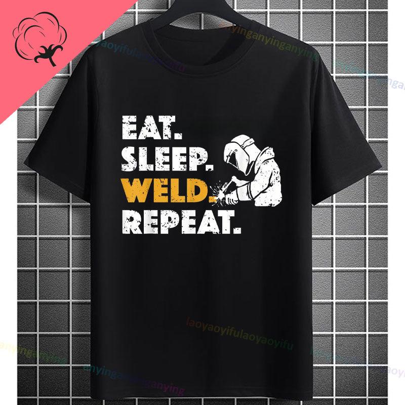 UnisexS Welder Graphic TShirt God Guides My Hands Fashion Shortsleeve Pure Cotton Oneck Casual Humor Style Tshirt