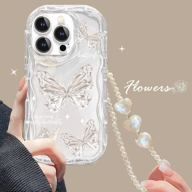 Butterfly Phone Case for Samsung Galaxy S25 S24 S23 Ultra S22 Plus S20 S21FE A56 A36 A55 A54 A34 A52 A53 A35 A16 A23 Chain Cover