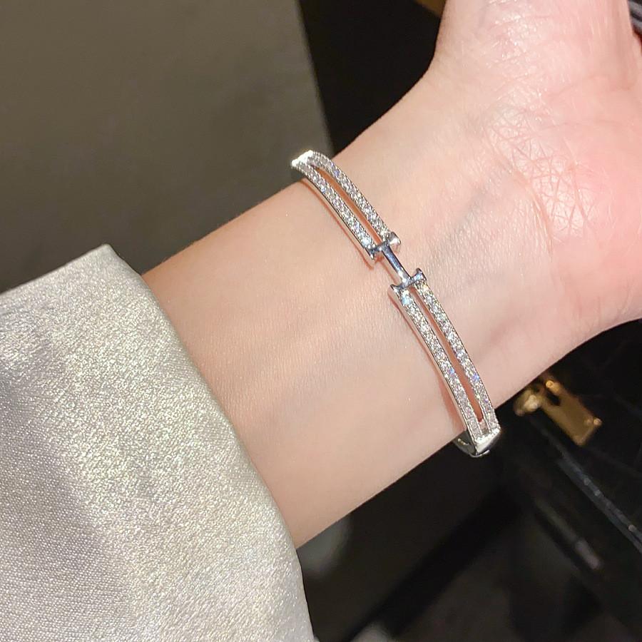 Bracciale Lettera H Placcato Oro 18k con Zirconi per Donna Gioielli Minimalisti alla Moda