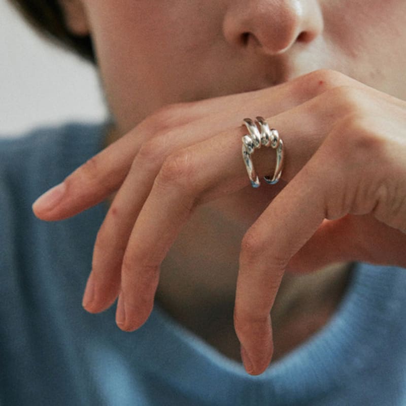 green [925 silver] Five.silver.225 / lace ring