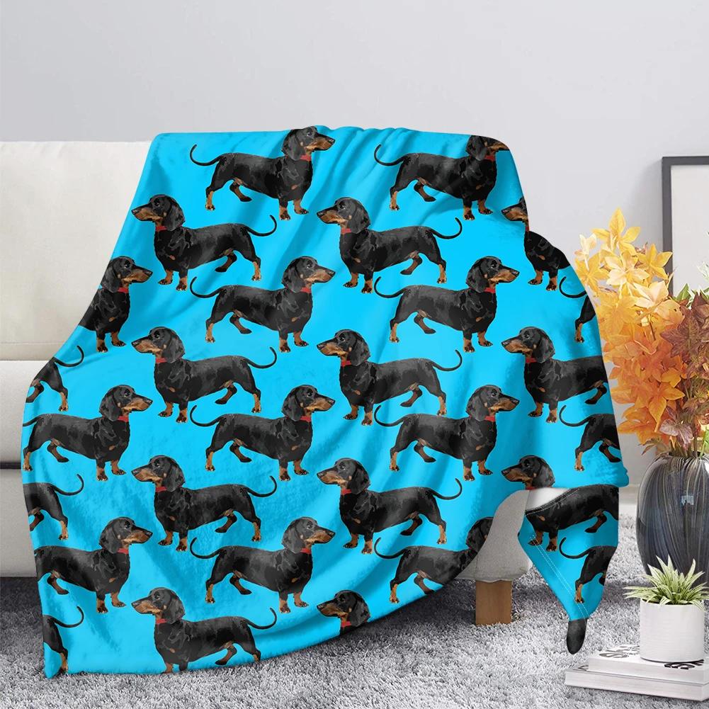 Dachshund Blanket Fluffy Soft Warm Sausage Dog Throw Blankets for Bed Sofa Lightweight Plush Sheet Bedspread Flannel Cozy Cover