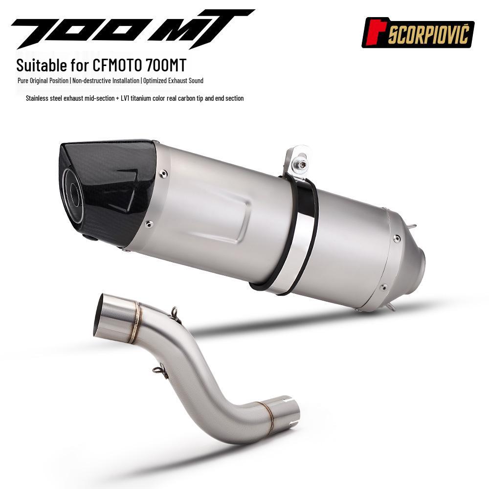 CFMOTO 700MT Motorcycle Mid-pipe for SC-Project Street-legal Rear Section Modification.