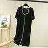 Women's Modal Short-Sleeve Summer Nightdress, Loose Fit, Large Size, Belly-Covering Hem, Lightweight Long Skirt.