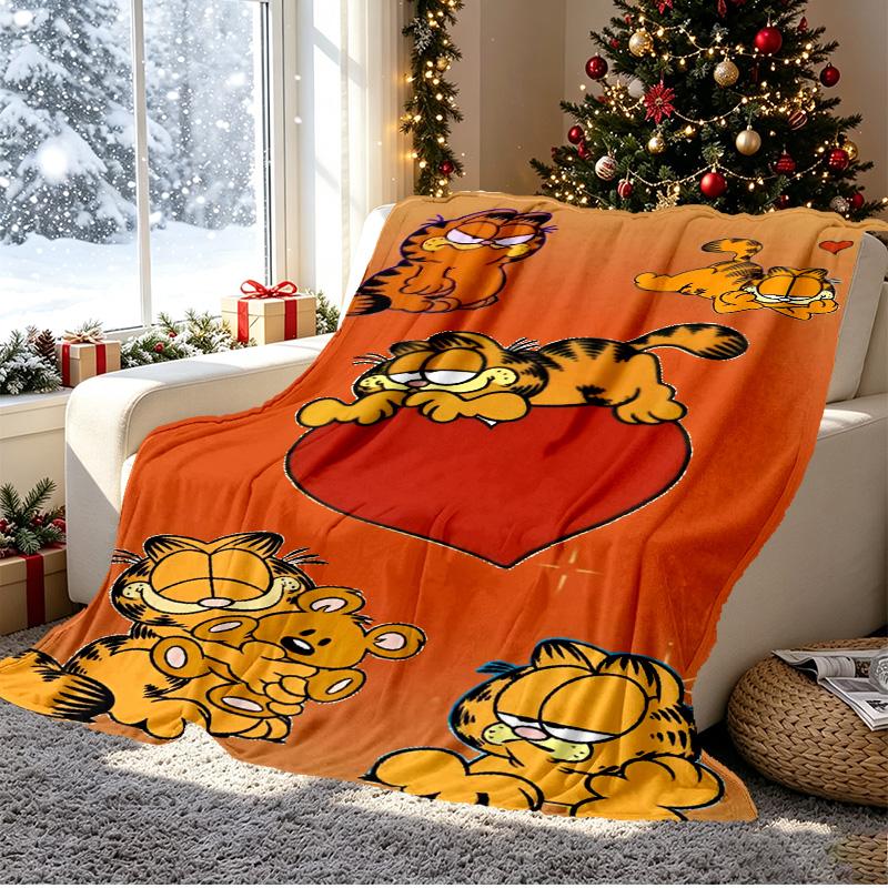 Garfield Pattern Blanket for Home Decoration, Bed, Sofa, Car Travel, Camping, Suitable for All Seasons, Birthday Christmas Gift