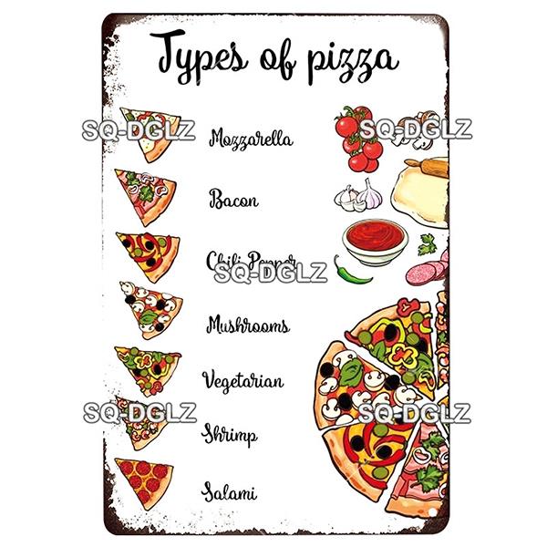 Vintage Metal Tin Sign Pizza Party Wall Decor Retro Kitchen Cafe Bar Home Plaque