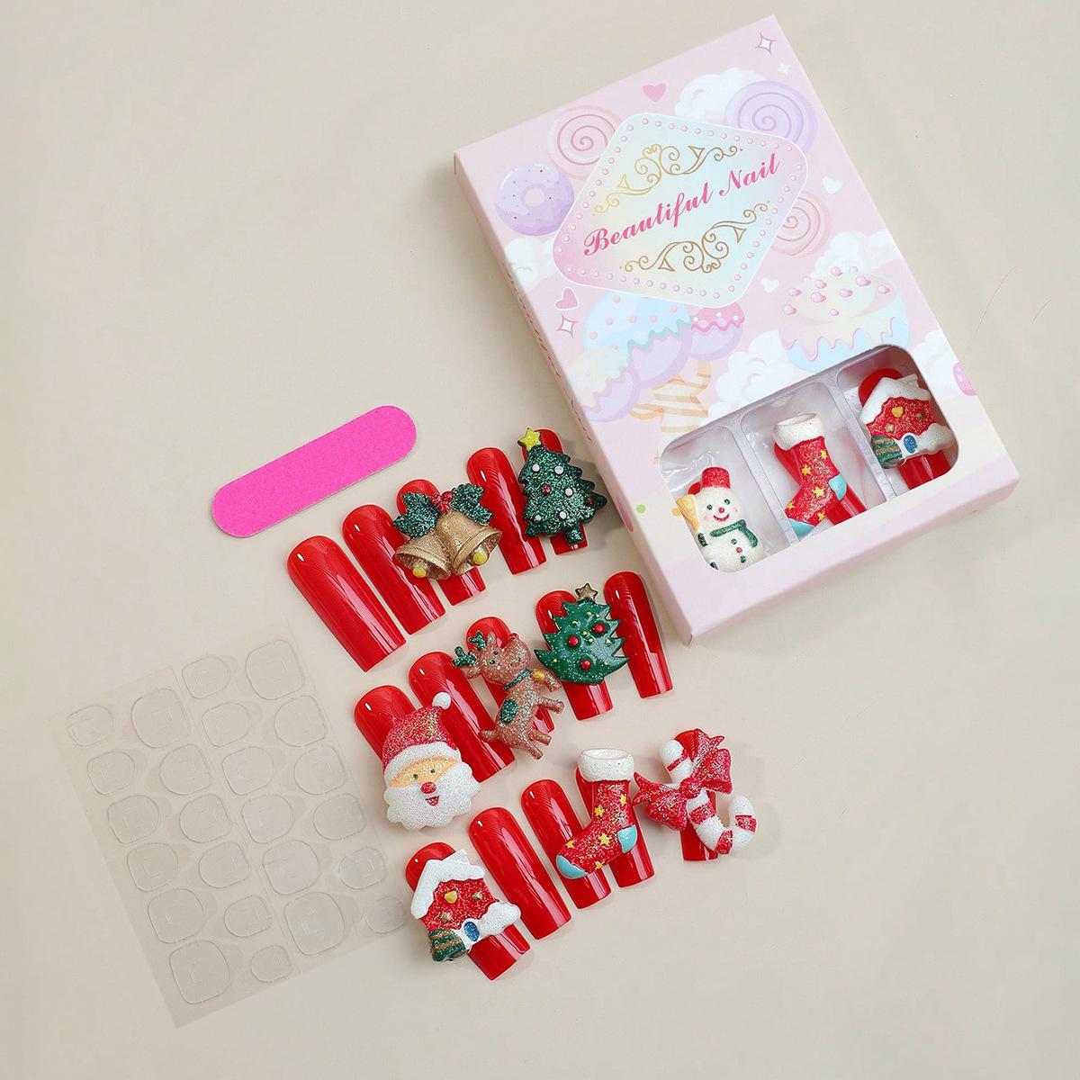 

Santa Claus Series XL Long Wearable Cartoon Resin Press-On Nails