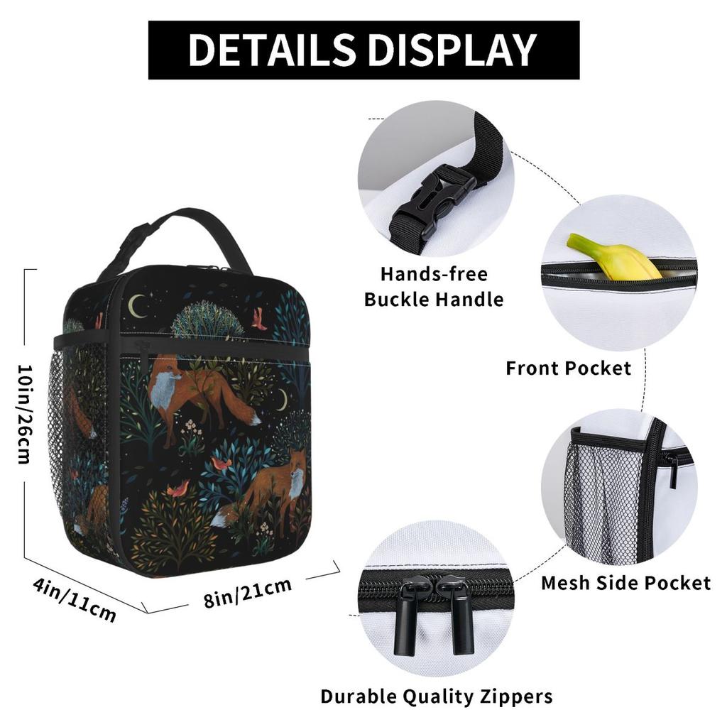 Wald Fuchs Isolierte Lunchtasche für Damen Kinder Tragbare Lebensmittelboxen Thermische Lunchbox Tragetasche