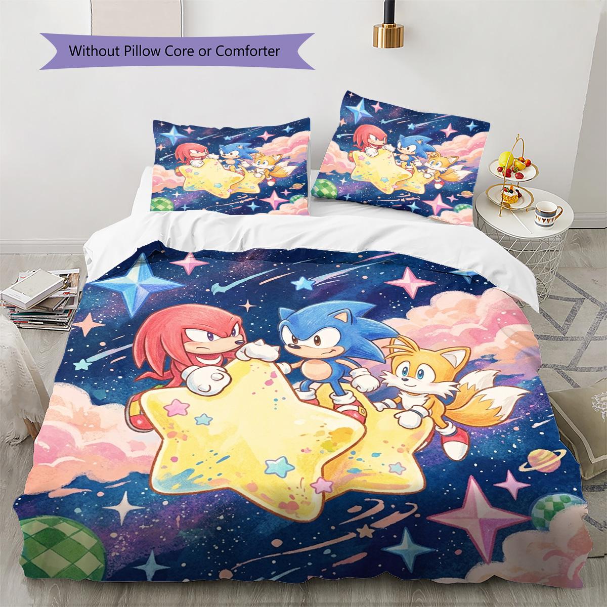 

Hedgehog Sonic Pattern Bedding Quilt Set Quilt Cover Pillowcase Home Decoration Birthday Gift (1 * duvet cover + 2 * pillowcase, without core) 135x200cm