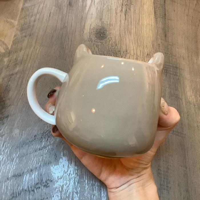 [Kawaiku] "Nikoichi" Cute Round Mug Set, Pair - Large, Approx. 13x10cm, 390ml, Shiba Inu Design, White Braun Approximately 12.5 x 9.7