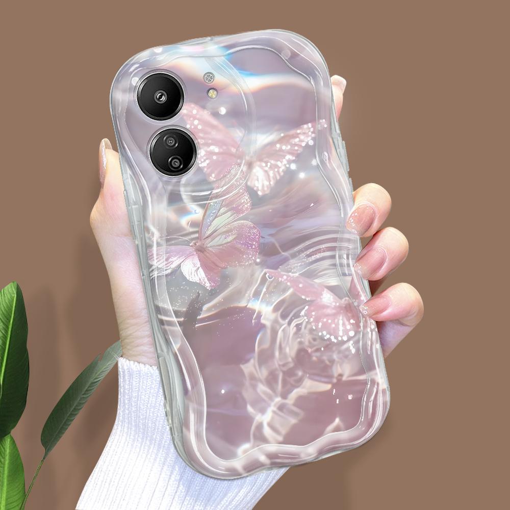 Cute Cartoon Pattern Cream Texture Casing Wavy Edge Soft Silicone Cover Phone Case for Xiaomi Redmi