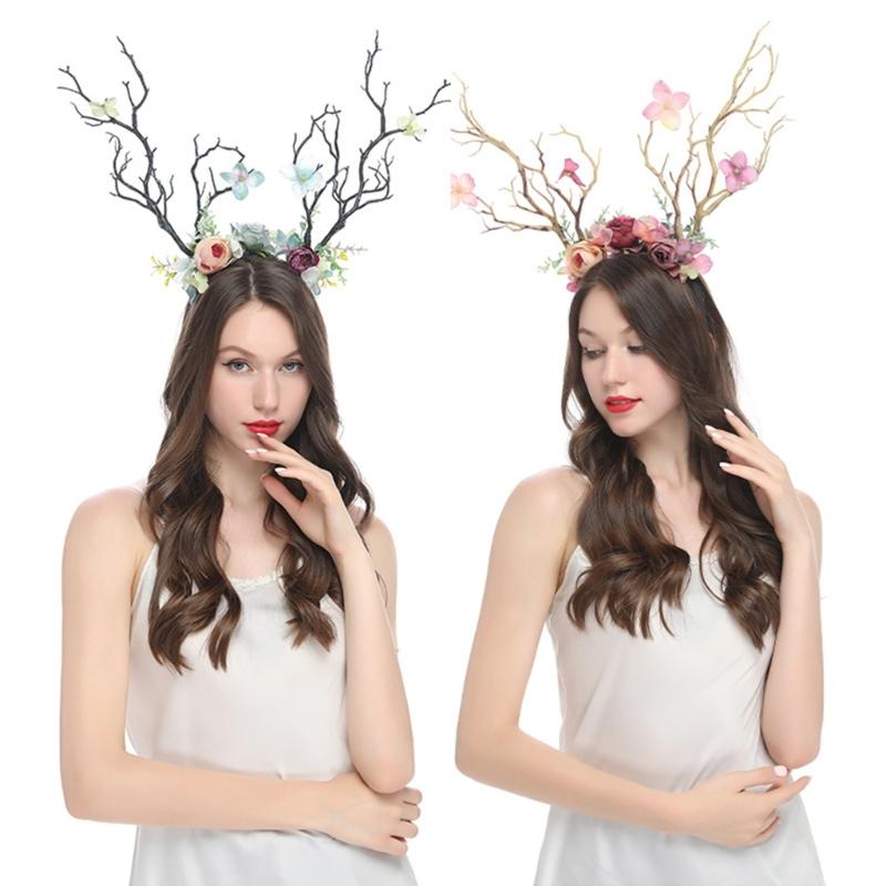 10Pcs Deer Antler Flower Crowns Headbands Tree Branches Headbands Antlers Headbands Cosplay Headdress Hair Accessories