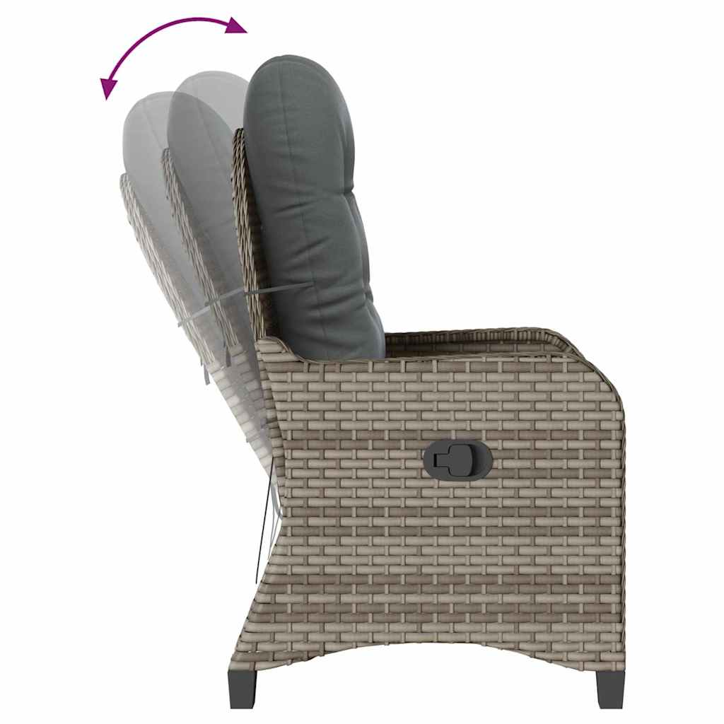 Reclining Chair with Cushion Gray 56 X 66 X 95 Cm Poly Rattan