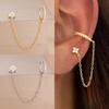 Simple Stainless Steel Gold Color Chain Tassel Dangle Earring Stainless Steel Ear Stud Ear Clip Hypoallergenic Women's Jewelry