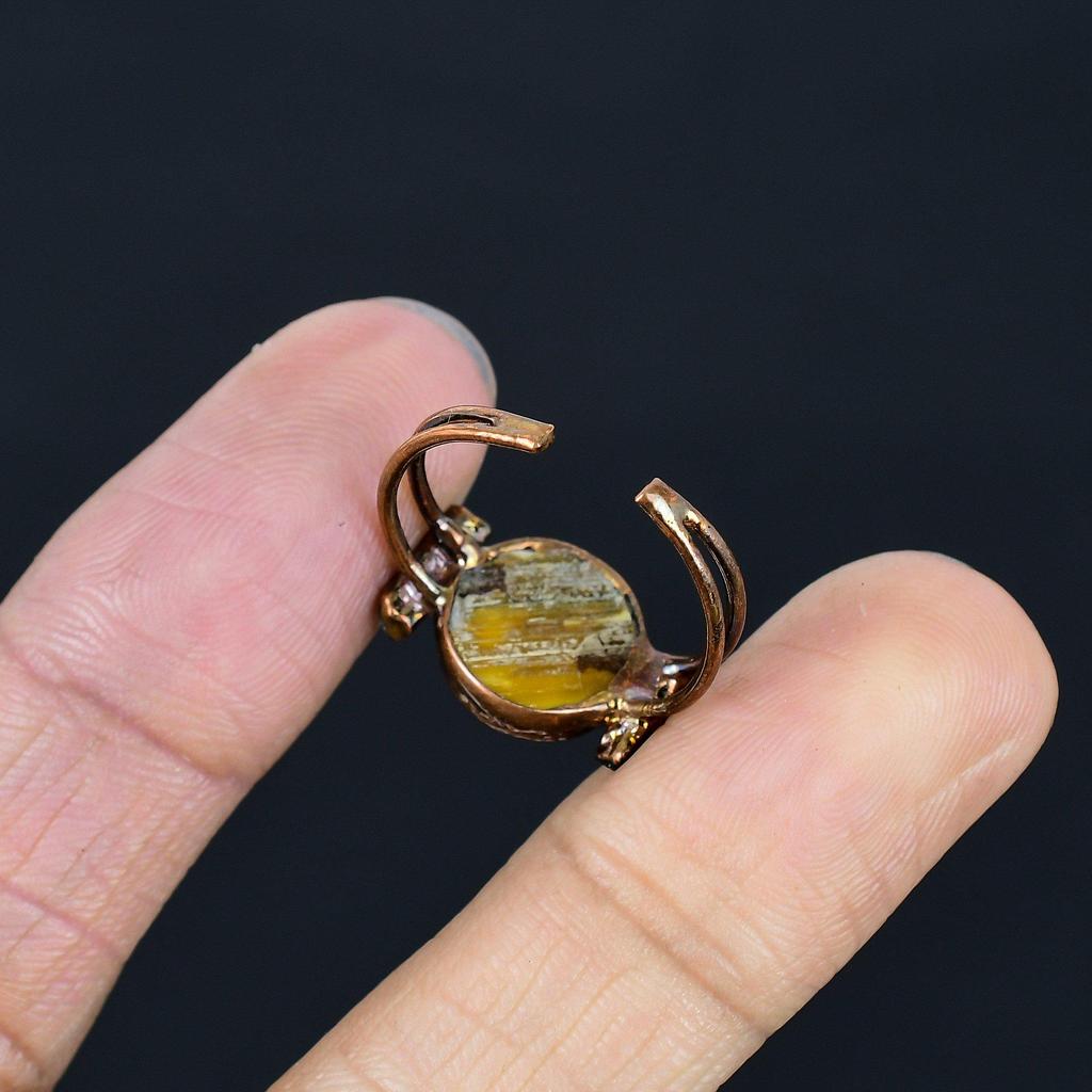 Moonstone Handmade Gemstone Ring, Copper Electroformed Ring Antique Jewelry, Adjustable Ring Engagement Gift