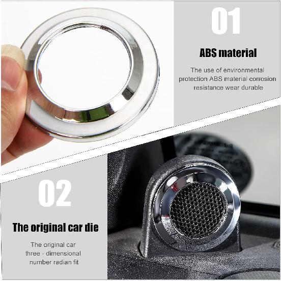 A-Pillar Speaker Cover Bezel Trim Interior Accessories for 2007-2014 Jeep Wrangler JK JKU (Chrome)