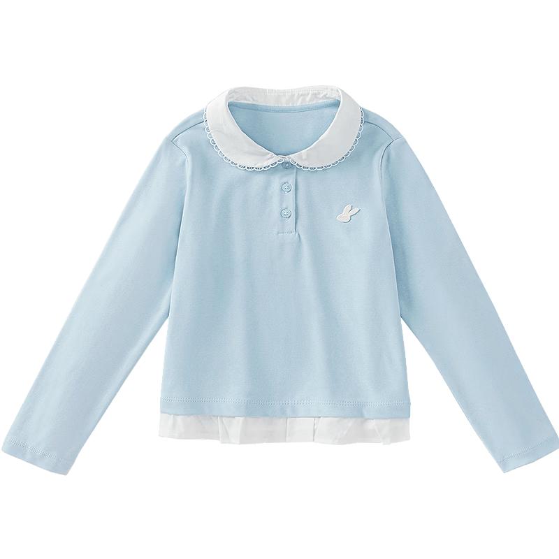 Minibala Girls' Long Sleeve Antibacterial Doll Collar Mock Two-Piece Top