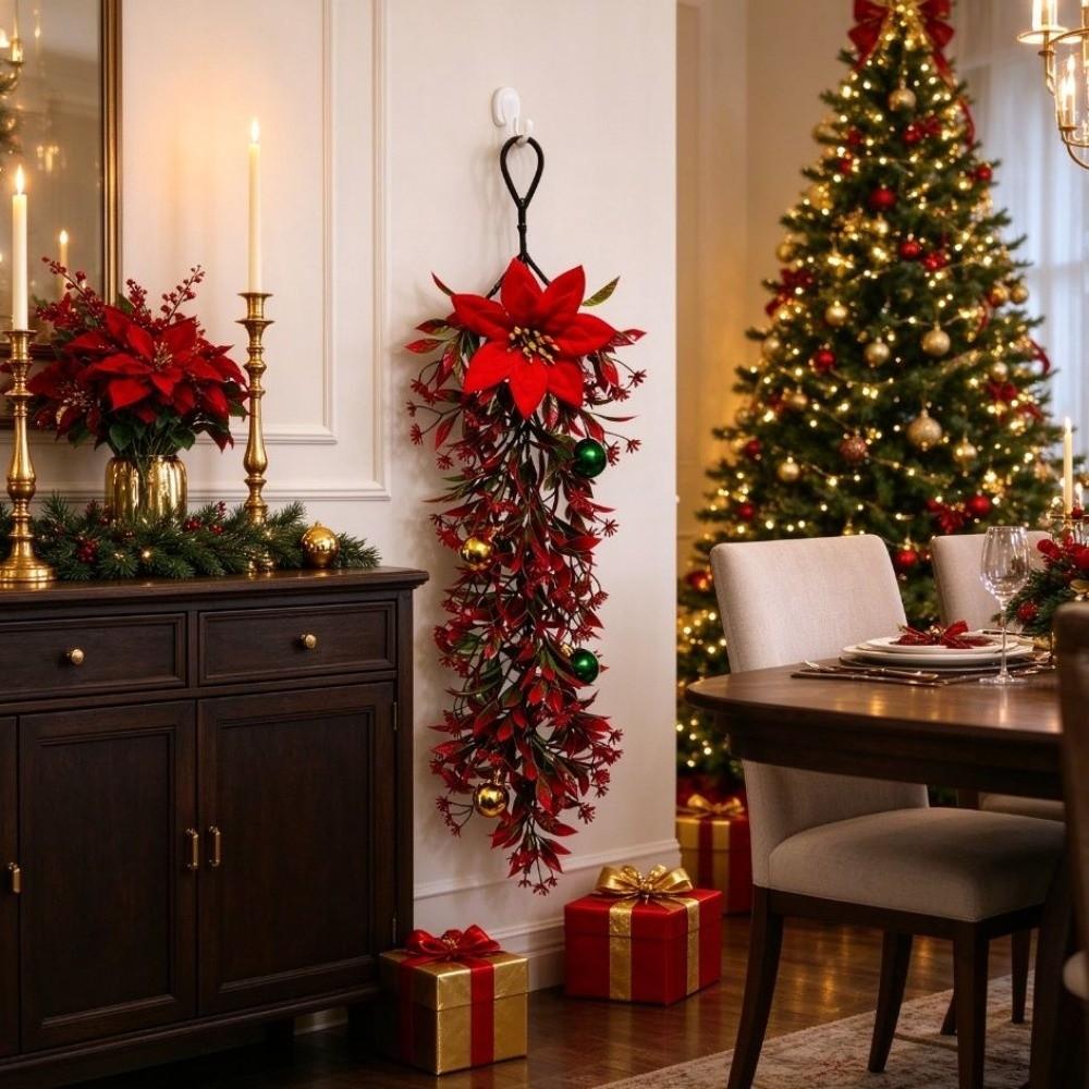 New Plastic Christmas Vine Handmade Christmas Ball Artificial Christmas Ball Vine Poinsettia Christmas Swag Vine Home Decoration