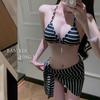 Retro Gestreiftes Minimalistisches Damen Bikini Set