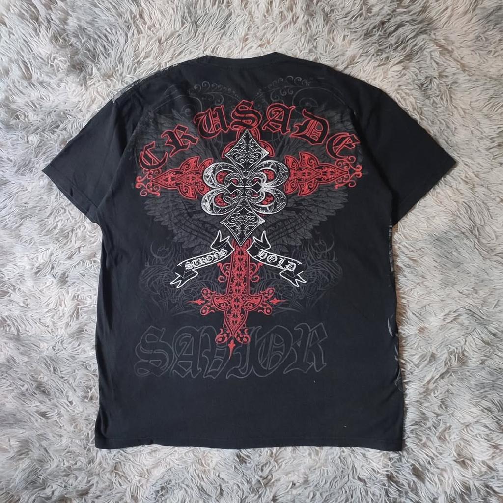 Y2K Style Gothic Affliction Distressed Cotton Shirt Oversized Punk Graphic Print Washed Soft Round Neck Tee Retro Short sleeve