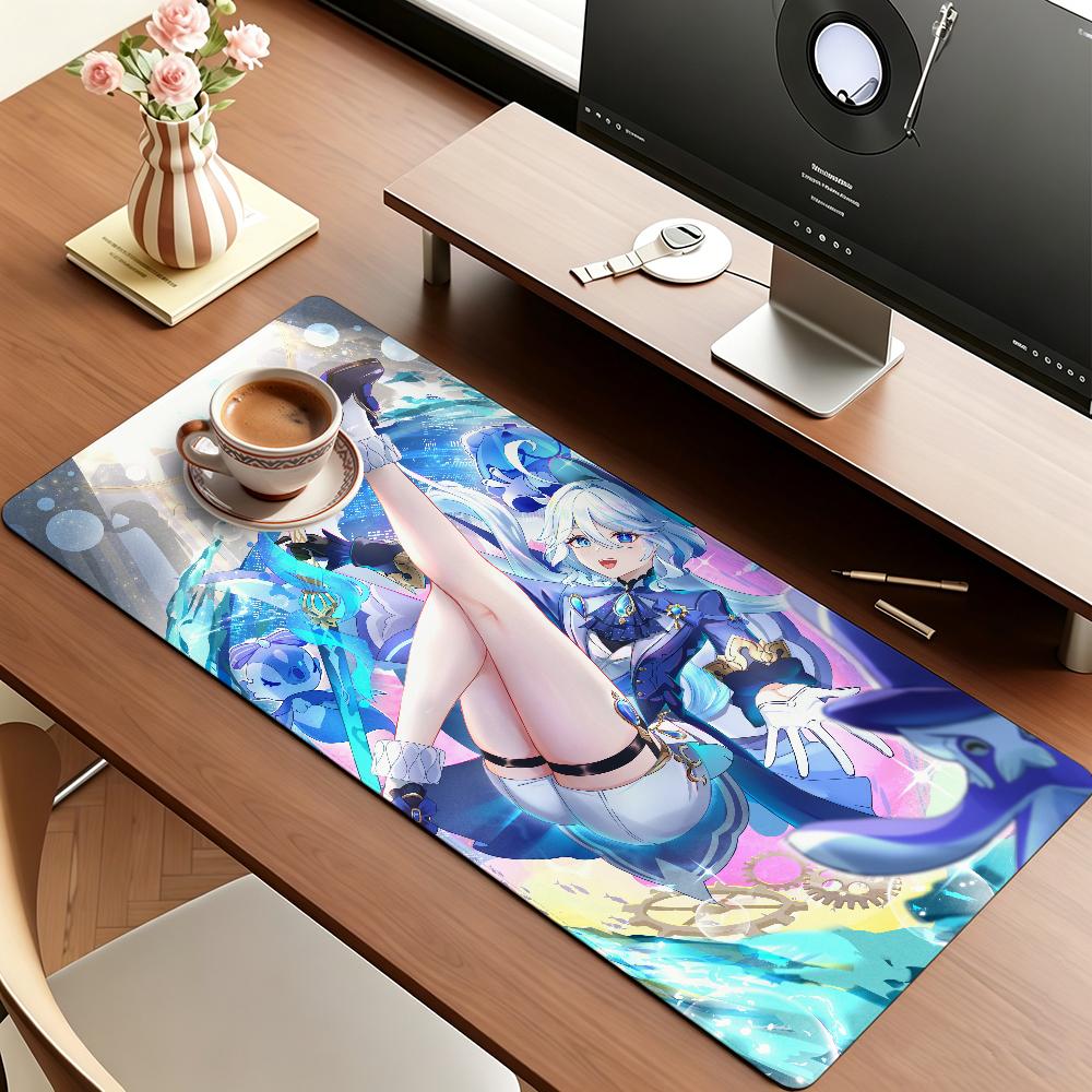 Game Genshin Impact Furina Mouse Pad Anti Slip Rubber Edge Locked Thickened Laptop Gaming Desk Mat