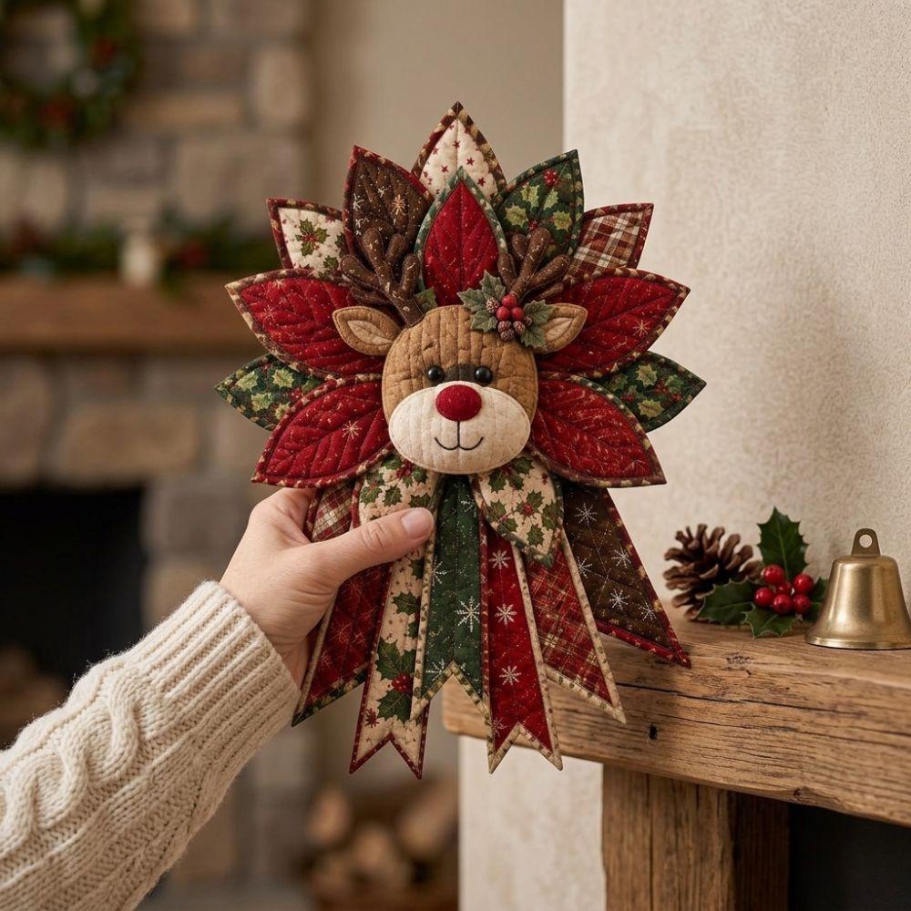 Pre-Cut Fabric Strips Patchwork Bow Sewing Set Quilted Christmas Hanging Kit Christmas Party