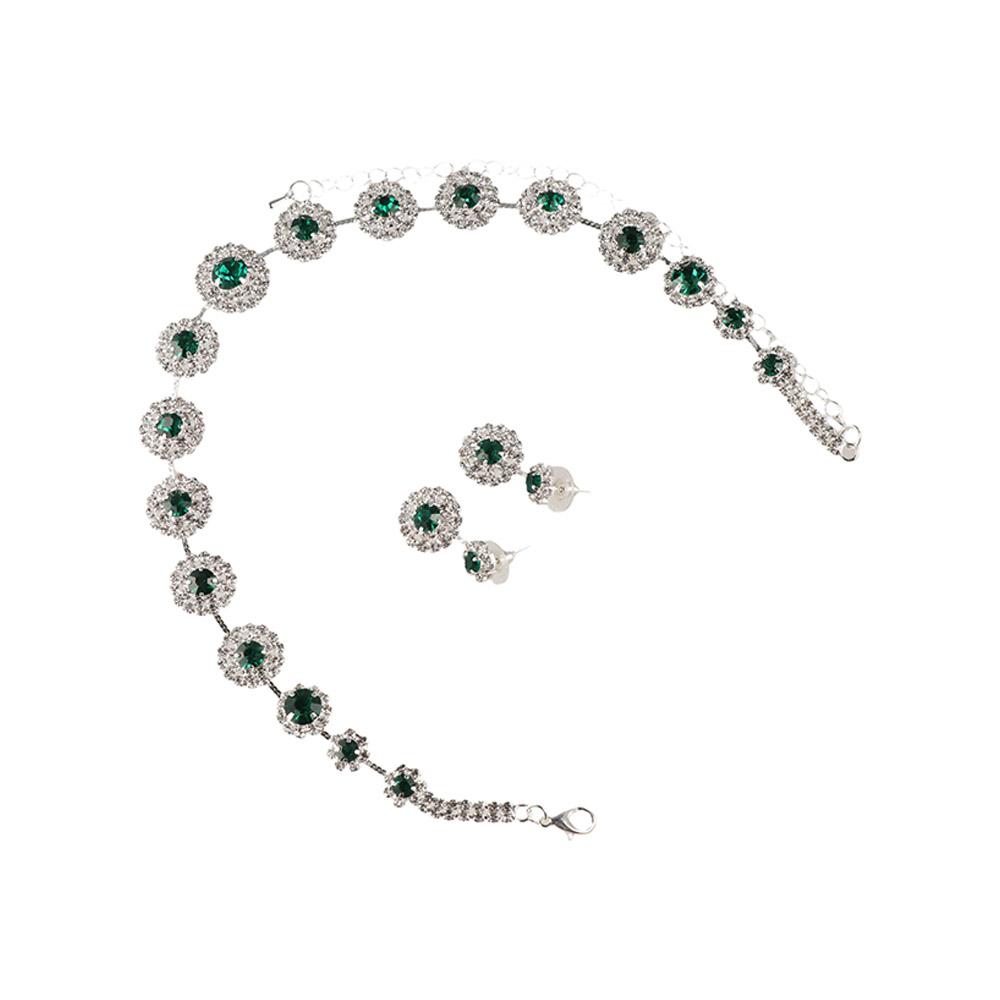 Zinc Zinc Alloy Bridal Jewelry Set Shiny Luxury Jewelry Brilliant Wedding Rhinestone Set Holiday