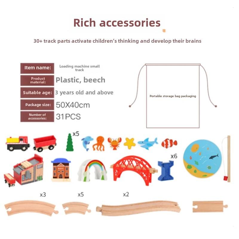 Zug Spielzeug Eisenbahnwagen Kombination Holz Kinder 1:64 Holzlager Eisenbahnkompatible Holzeisenbahn