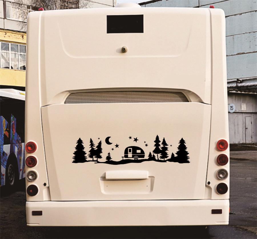 Nová 86x22cm Kempingová RV Samolepka Obtisk Ozdoba Hvězda Měsíc Strom Styl Obytného vozu Univerzální