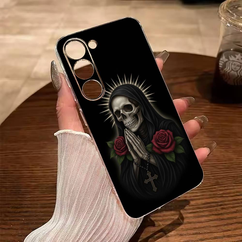 S-Santa -M-Muerte P-print Phone Case For Samsung Galaxy A71,A70,A52,A51,A40,A30 Transparent Cover