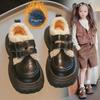 Winter 2024 Trendy Kids' Leather Shoes: Warm, Thick-Soled, Plus Velvet, Cotton-Toe Design for Boys and Girls