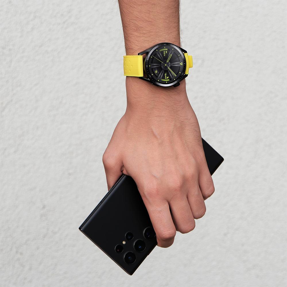 ERBORD Universal Silicone Strap 22mm, Tropic, Yellow/Black Buckle