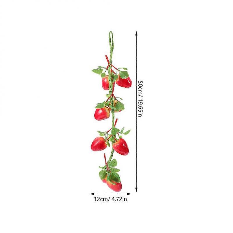 Realistic Simulated Strawberry Vine for Decoration 2Pcs Red Garland
