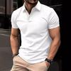 Men's Solid Color Button Short-Sleeve Polo Shirt
