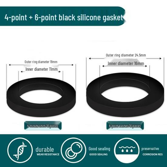 Silicone Gasket for 1-Inch Hose, Faucet, Water Meter, or Shower Head - 4 & 6 Point Sealing Ring.