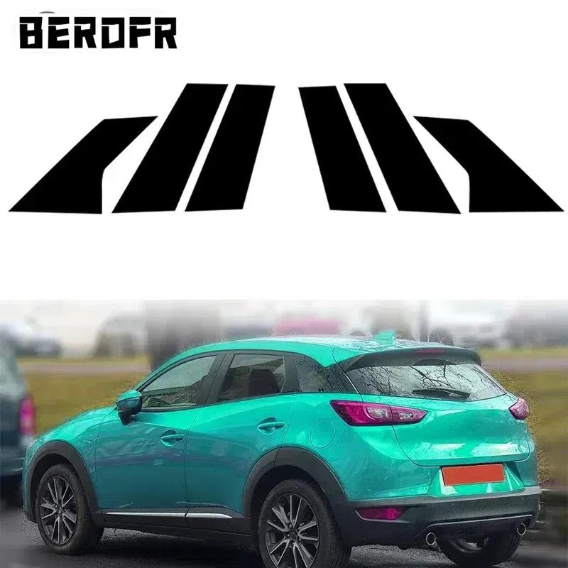 6pcs Gloss Black Pillar Post Door Side Window Decor Molding Trim Cover Sticker For Mazda CX-3 2016 2017 2018   -