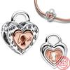 S925 Silver Lollipop Coffee Pot Charm Beads with Love Lock Key for DIY Women Bracelet Jewelry Boutique