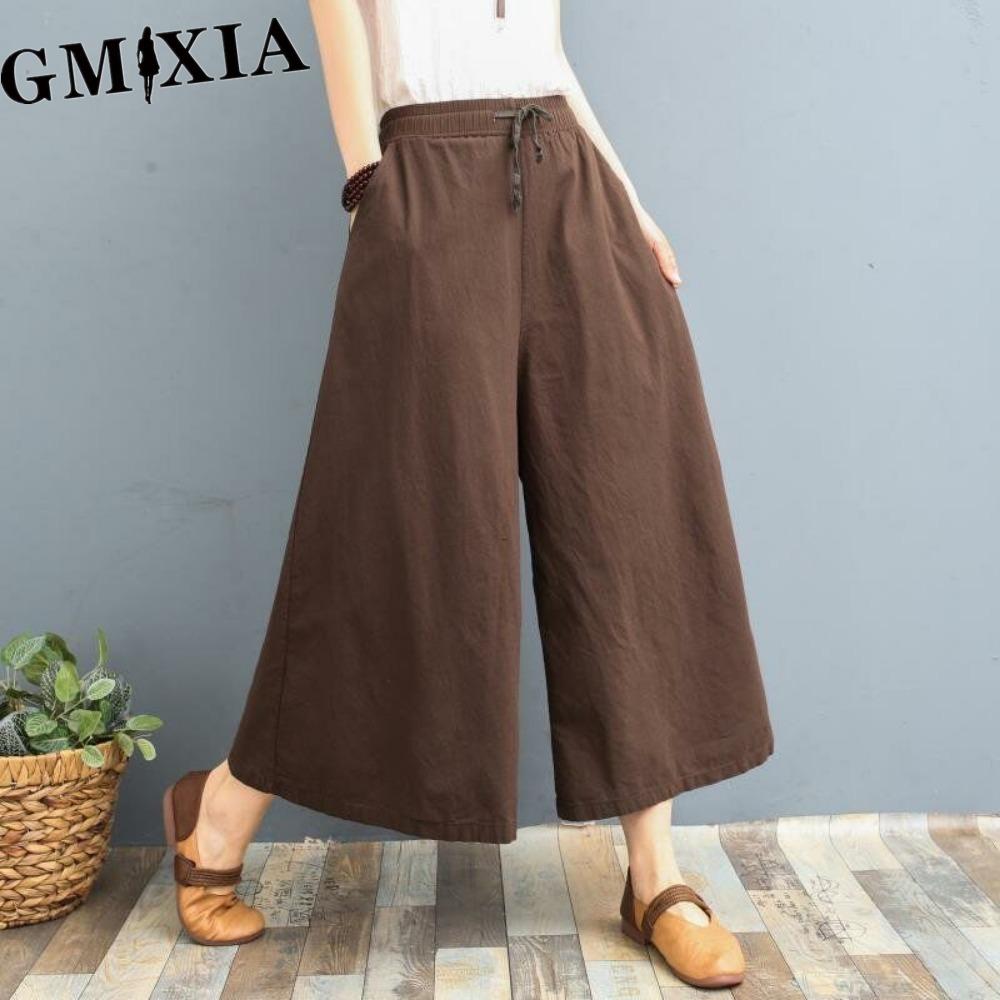 GMXIA Damskie Modne Codzienne Spodnie i Capri w Jednolitym Kolorze z Nadrukiem